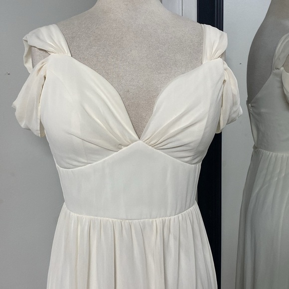 vintage wedding dress off the shoulder midi boho style - Picture 4 of 8